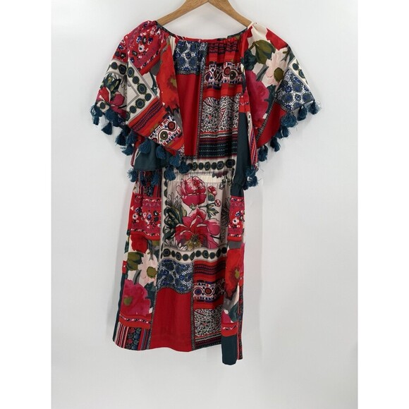 Anthropologie Vanessa Virginia Women's Boho Dress SMALL Red Floral Easy Wear - Picture 5 of 12